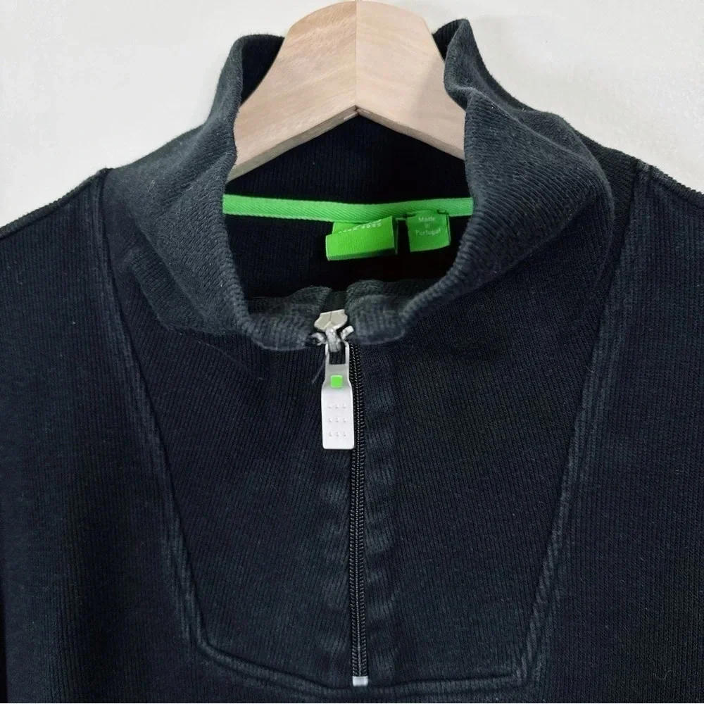 Hugo Boss Cotton Half Zip Ribbed Sweater